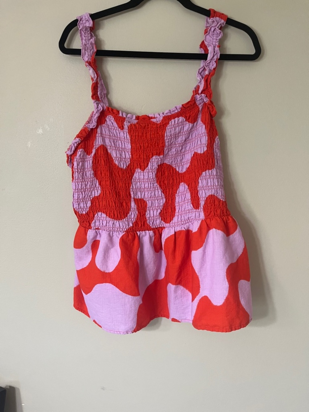 Ava & Viv Coral Red and Light Pink Smocked Tank